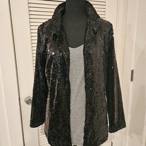 Spring sequin jacket. no button jacket in black